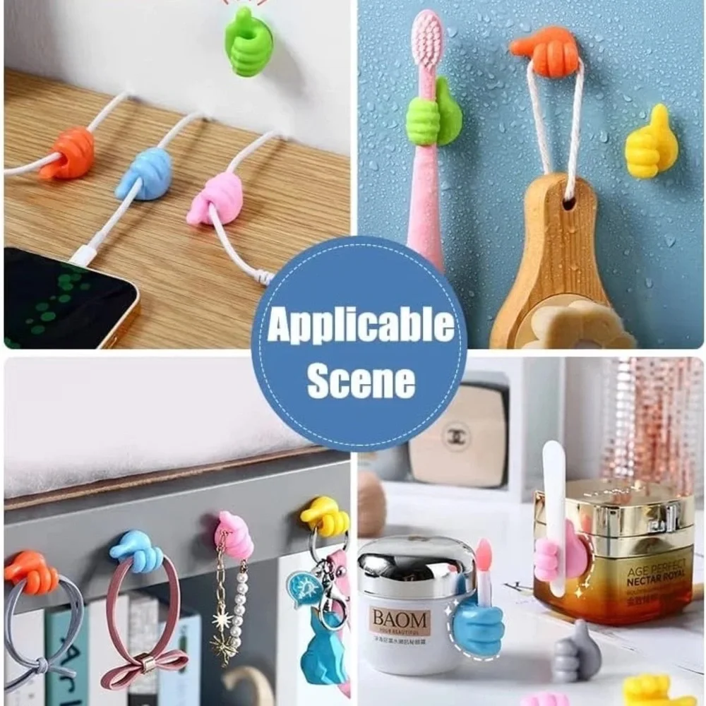 10PCS Silicone Thumb Wall Hook Cable Management Wire Organizer